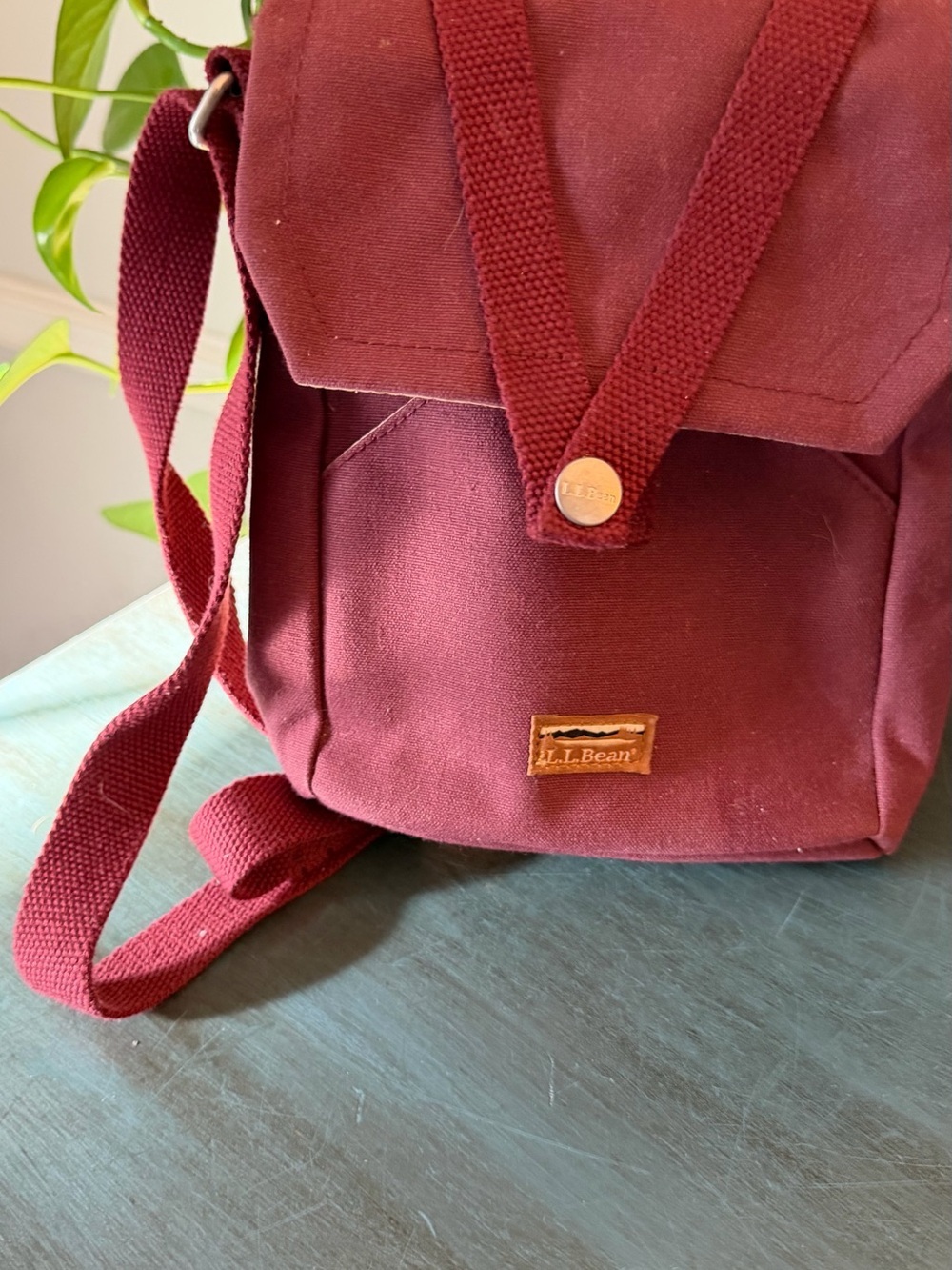 L.L. Bean Canvas Crossbody messenger bag Vintage Red bag with adjustable strap. - Picture 3 of 11